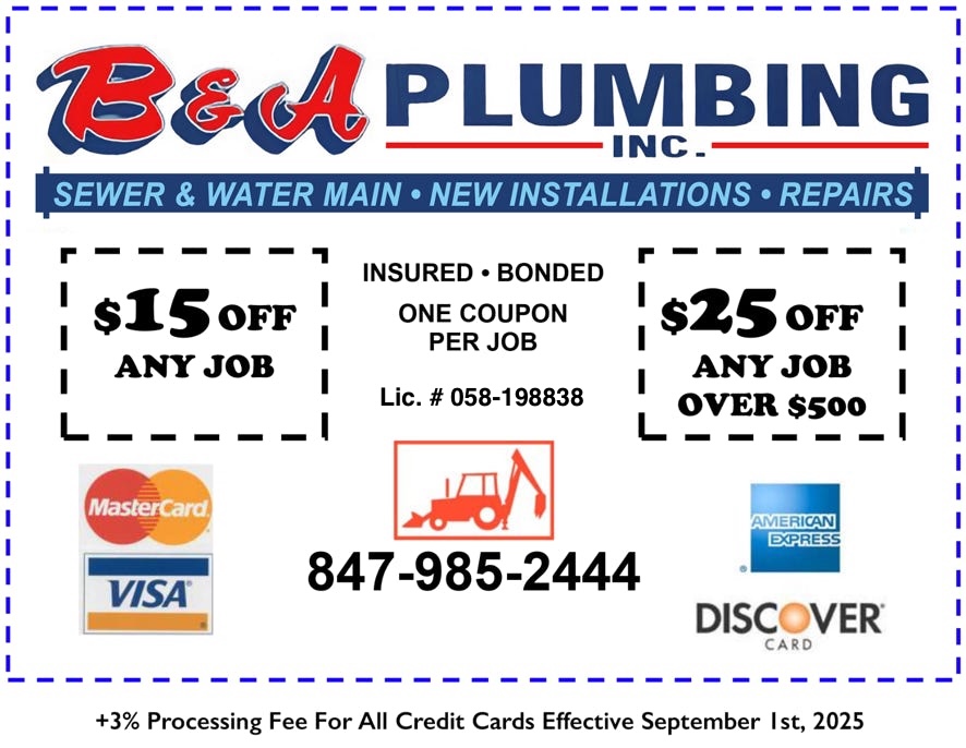 B&A Plumbing 2025 discount coupon, click to download