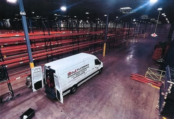 Warehouse Roof Drain Install